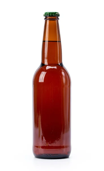 One Brown Bottle Beer Isolated White Background — Stock Photo, Image