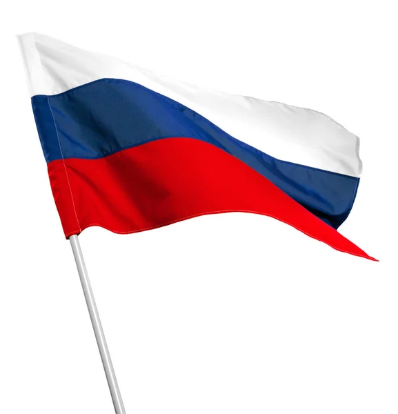 俄罗斯国旗在白色背景下飘扬 — 图库照片