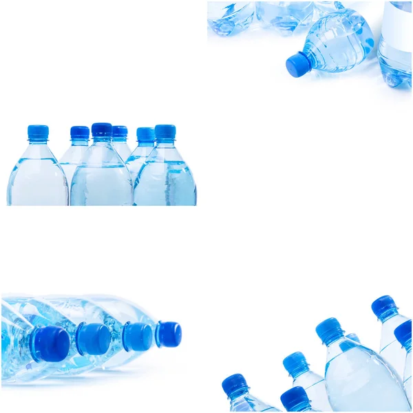 Plastic Flessen Water Witte Achtergrond — Stockfoto