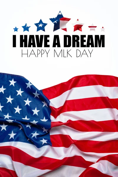 Happy martin luther king day background with american flag
