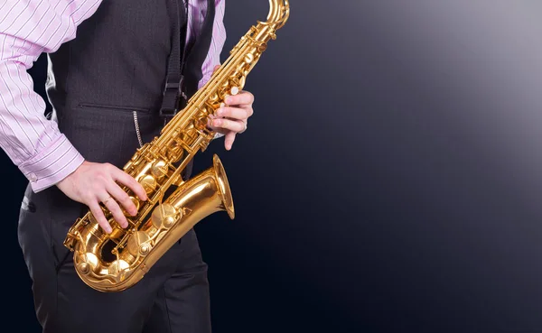 Saxophoniste Professionnel Gros Plan — Photo