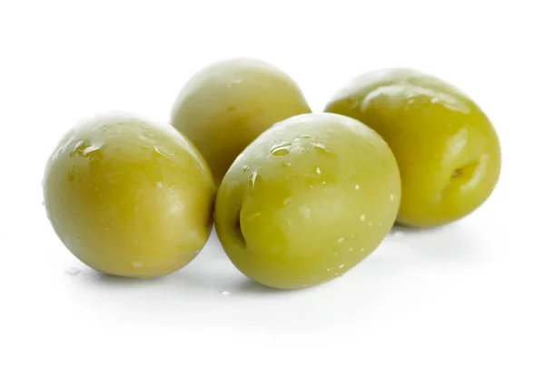 Green Olives Isolated White Background — Stock Photo, Image