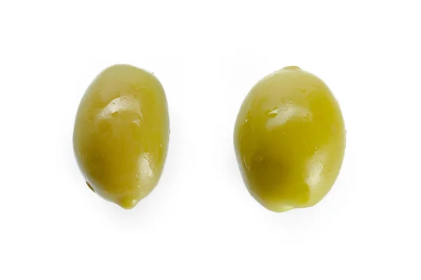 Olives Vertes Isolées Sur Fond Blanc — Photo