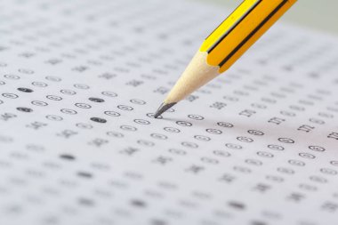 close up view of Test score sheet with answers clipart