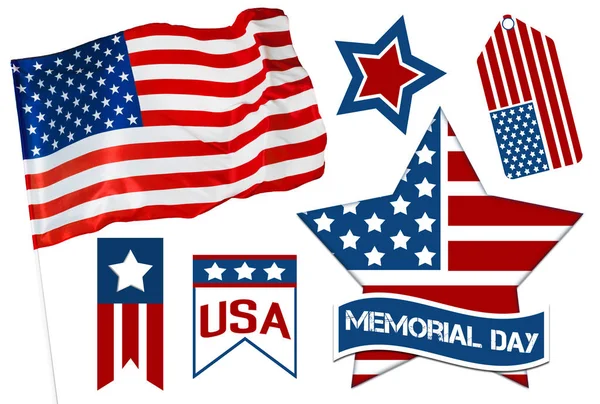 Imagem Composta Memorial Day Feriado Concapt Com Bandeira Americana — Fotografia de Stock