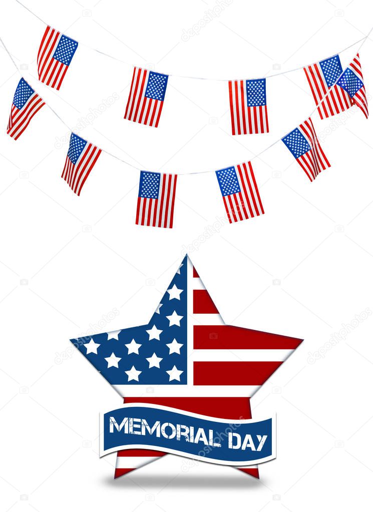  Composite image of Memorial Day, holiday concapt with american flag 