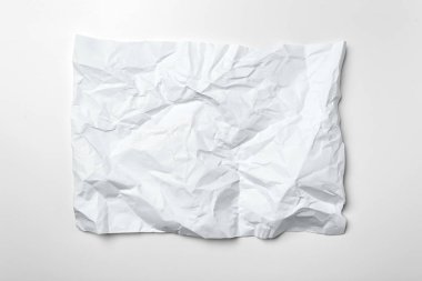 izole beyaz zemin üzerine beyaz buruşuk kağıt