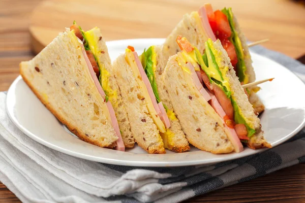 Fresh Italian Sandwich Wooden Table — Stock Photo, Image