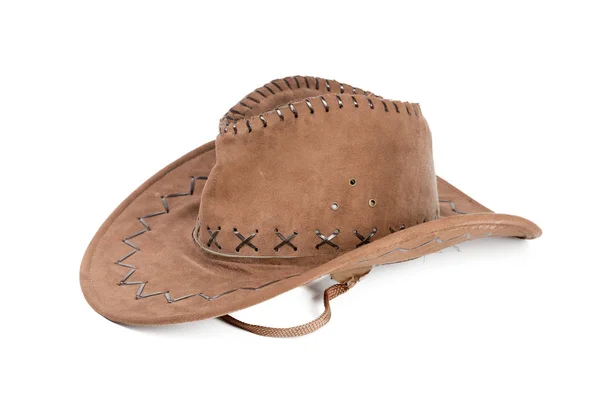 Vecchio Cappello Cowboy Isolato Sfondo Bianco — Foto Stock