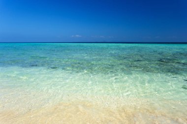 Dalgalar küçük deniz kumlu sahilinde