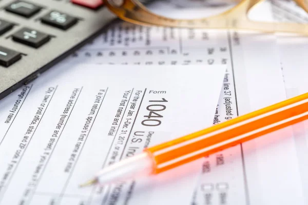 Close Tax Forms Business Accessories — Stock Photo, Image