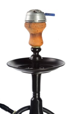 beyaz kağıt üzerinde izole nargile, yakın çekim