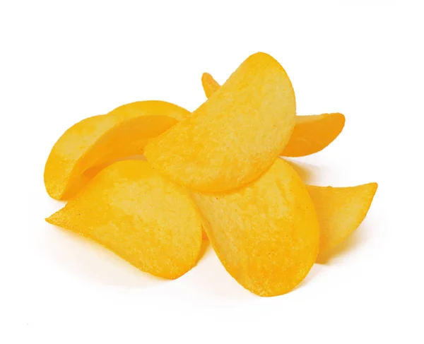 Жовті Картопляні Чіпси Ізольовані Білому Фоні — стокове фото
