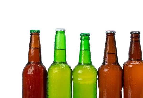 Conjunto Garrafas Cerveja Isoladas — Fotografia de Stock