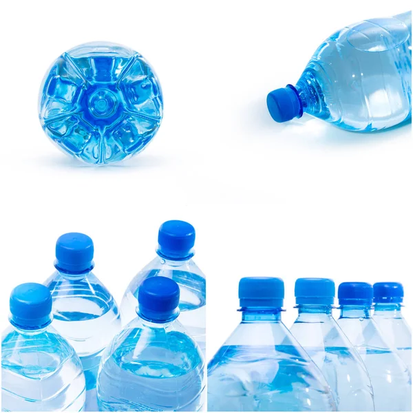 Plastic Flessen Water Witte Achtergrond — Stockfoto