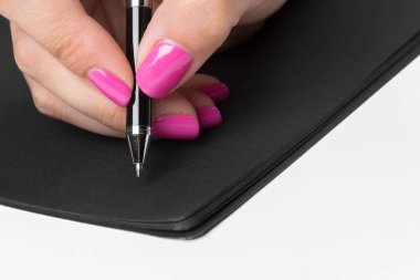 Yazılı defter çalışan kadınlar eller iş 