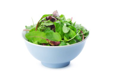 İzole üzerinde beyaz arka plan kase yeşil yaprakları