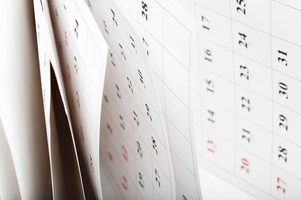 Calendar Pages Close Business Time Concept — Stock Photo, Image