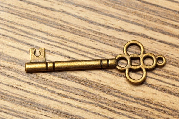 Close Old Key Wooden Table — Stock Photo, Image