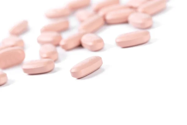 Nahaufnahme Von Pillen Isoliert Auf Weißem Hintergrund — Stockfoto
