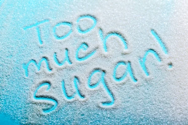 Palavra Açúcar Escrito Uma Pilha Açúcar Granulado Branco — Fotografia de Stock