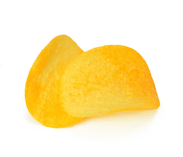 Gul Potatis Chips Isolerad Vit Bakgrund — Stockfoto