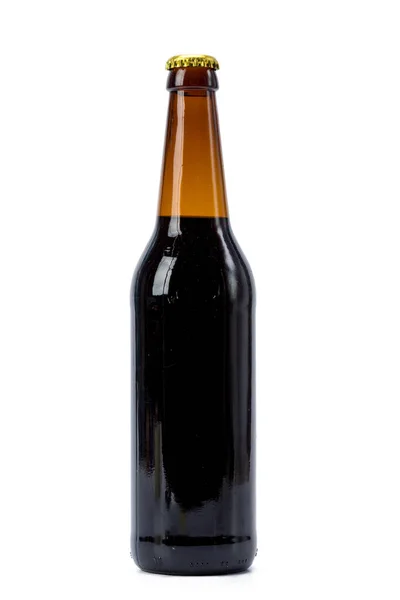 Flasche Bier Auf Weißem Hintergrund — Stockfoto