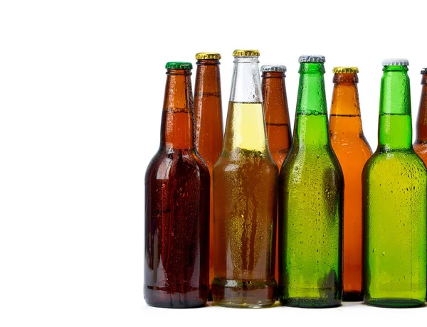 Conjunto Garrafas Cerveja Isoladas — Fotografia de Stock