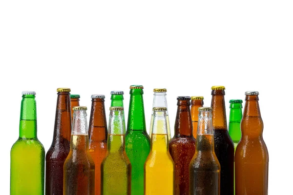 Conjunto Garrafas Cerveja Isoladas — Fotografia de Stock