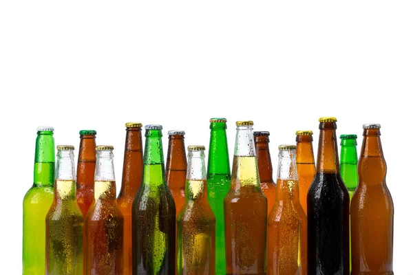 Uppsättning Ölflaskor Isolerade — Stockfoto