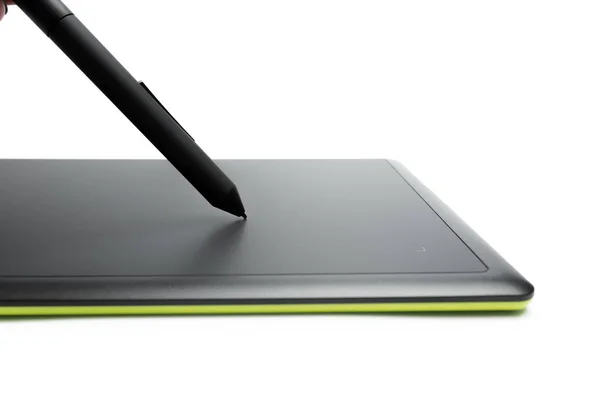 Grafisk Tablett Med Penna För Illustratörer Och Designers Isolerad Vit — Stockfoto