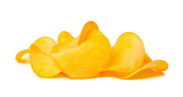 Żółte Chipsy Ziemniaczane Izolowane Białym Tle — Zdjęcie stockowe