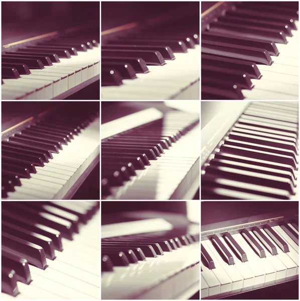 Клавіатура Піаніно Крупним Планом Колаж — стокове фото