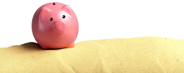 Lato Piggy Bank Okulary Przeciwsłoneczne Plaży — Zdjęcie stockowe