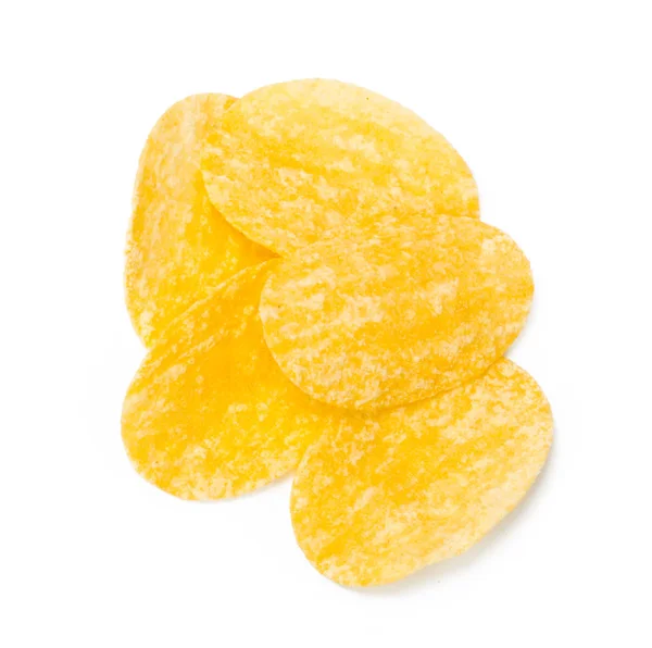 Yellow Potato Chips Isolated White Background — Stock Photo, Image