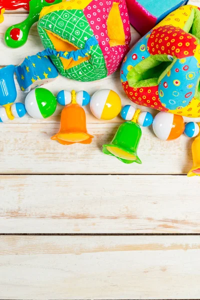 Blick Von Oben Auf Bunte Kinderspielzeuge — Stockfoto