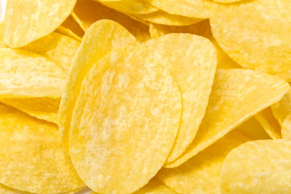 Gele Potato Chips Als Achtergrond — Stockfoto