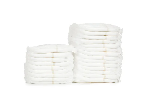 Close Stack Diapers Isolated White Background — Stock Photo, Image