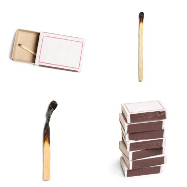 Beyaz arkaplanda izole edilmiş kibritleri kapat