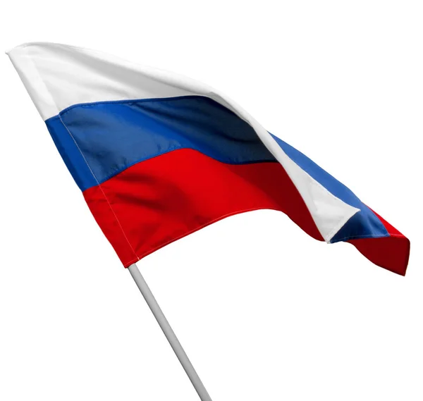 Russische Flagge Weht Auf Weißem Hintergrund — Stockfoto