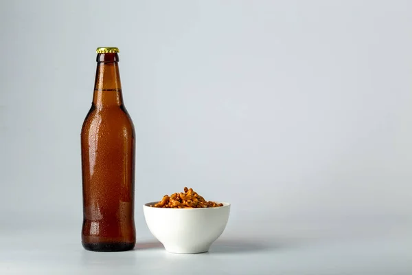 Bottiglia Birra Snack — Foto Stock