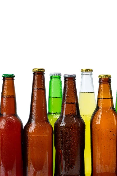 Conjunto Garrafas Cerveja Isoladas — Fotografia de Stock