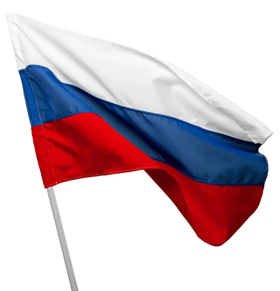 Russische Flagge Weht Auf Weißem Hintergrund — Stockfoto