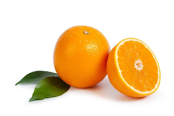 Färsk Orange Isolerad Vit Bakgrund — Stockfoto
