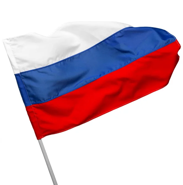Russische Flagge Weht Auf Weißem Hintergrund — Stockfoto