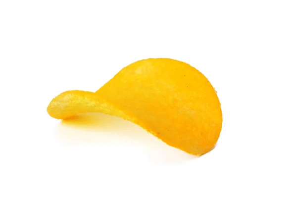 Gelbe Kartoffelchips Isoliert Auf Weißem Hintergrund — Stockfoto