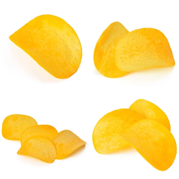Жовті Картопляні Чіпси Ізольовані Білому Фоні — стокове фото