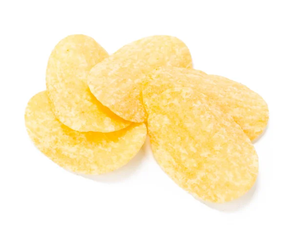 Gul Potatis Chips Isolerad Vit Bakgrund — Stockfoto