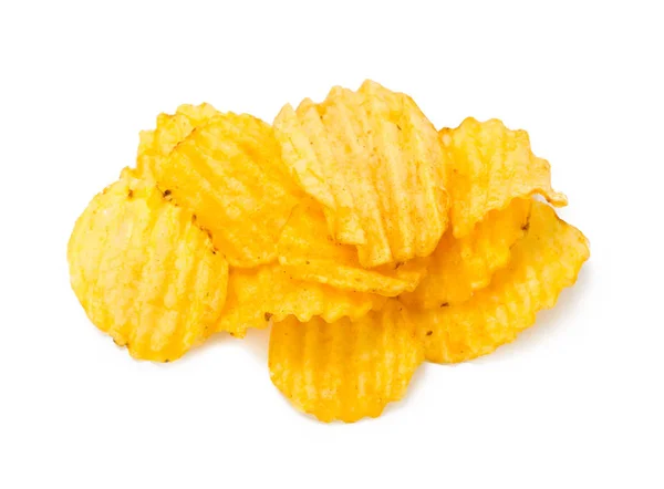 Gul Potatis Chips Isolerad Vit Bakgrund — Stockfoto