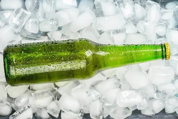 Bouteilles Bière Fraîche Froide Avec Glace — Photo